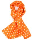 Echarpe en twill de soie imprimé Gros Pois col 5 orange