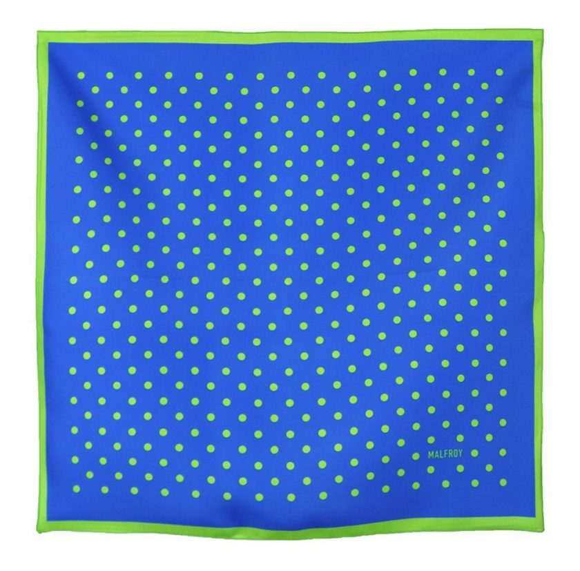 Carré de soie 49, twill de soie imprimé Pois VAR 6 bleu vert