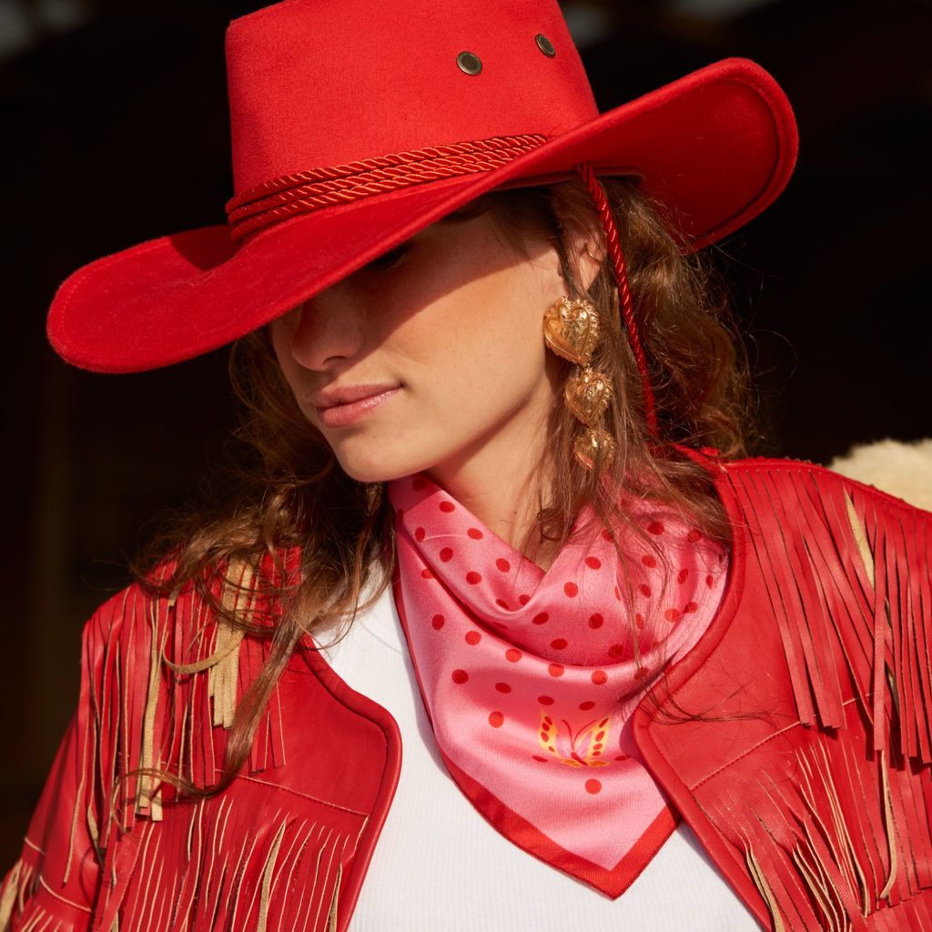 Carré de soie 49, twill de soie imprimé Pois - Rose 2