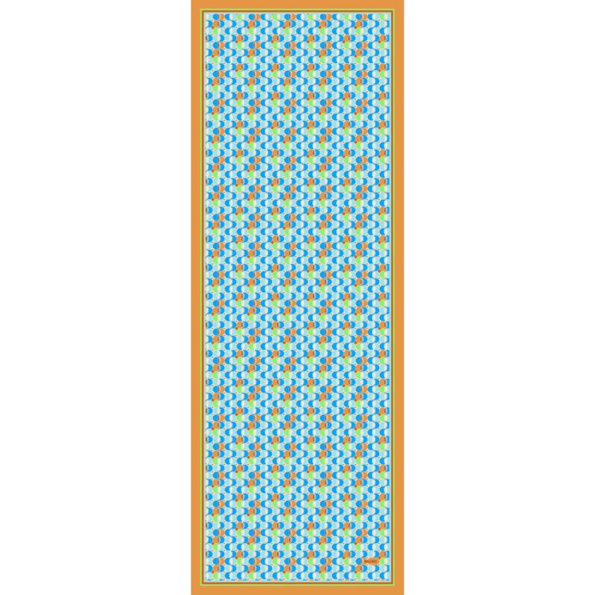 Etole en Coton et Soie imprimé Color Mosaic col 2 bleu orange