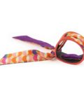 Bracelet Cuir et Lien en Twill de Soie imprimé Hexa/Mini Pois col 4 Violet orange