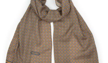 Echarpe en laine et soie 46×180 Imprimée Impact – Gris