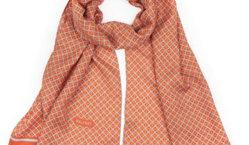 Echarpe en laine et soie 46×180 Imprimée Impact – Orange