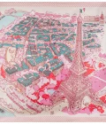 Carré de soie 67, twill de soie imprimé Eiffel Paris de l'Artiste Emilie Ettori - Rose