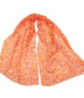 Echarpe en soie, mousseline de soie imprimée Léopard col 15 orange