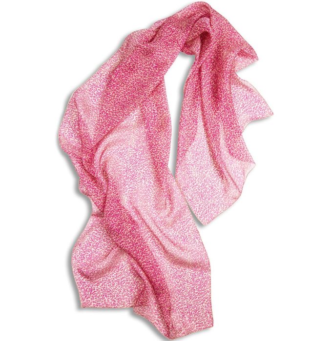 Echarpe en soie, Mousseline de soie imprimée Nano Fauve col 4 Rose