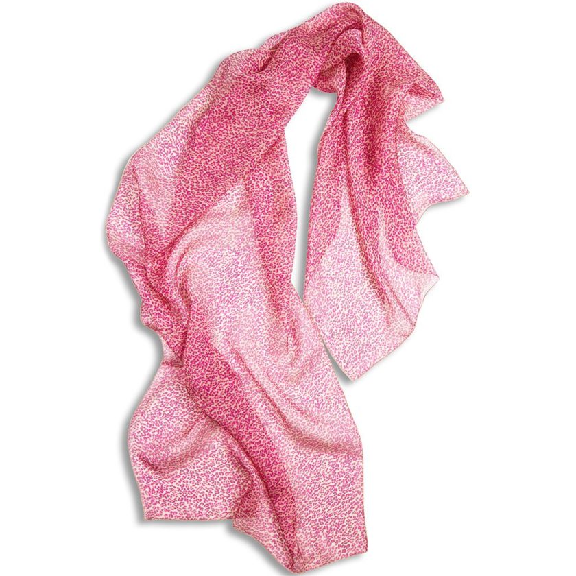 Echarpe en soie, Mousseline de soie imprimée Nano Fauve col 4 Rose
