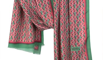 Echarpe en laine et soie 67×180 imprimée Essaim – Vert
