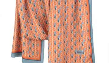 Echarpe en laine et soie 67×180 imprimée Essaim – Orange