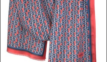 Echarpe en laine et soie 67×180 imprimée Essaim – Rouge