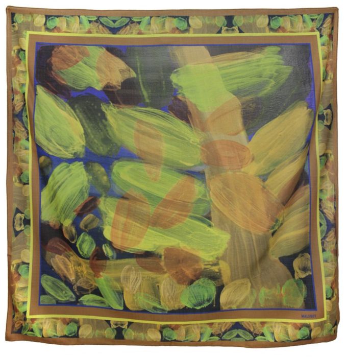 Carré en laine et soie 120 imprimée La Forêt de l'Artiste Thuy Var 2 Fauve 3et Soie 120x120cm La Forêt Var 2 Fauve 3