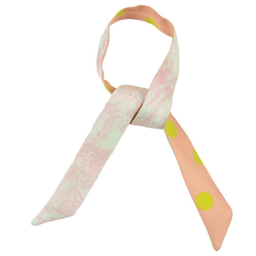 Lien en soie imprimé Quotidien Gros Pois - Rose