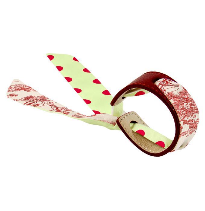 Bracelet Cuir et Lien en Twill de soie imprimé Quotidien - Rouge
