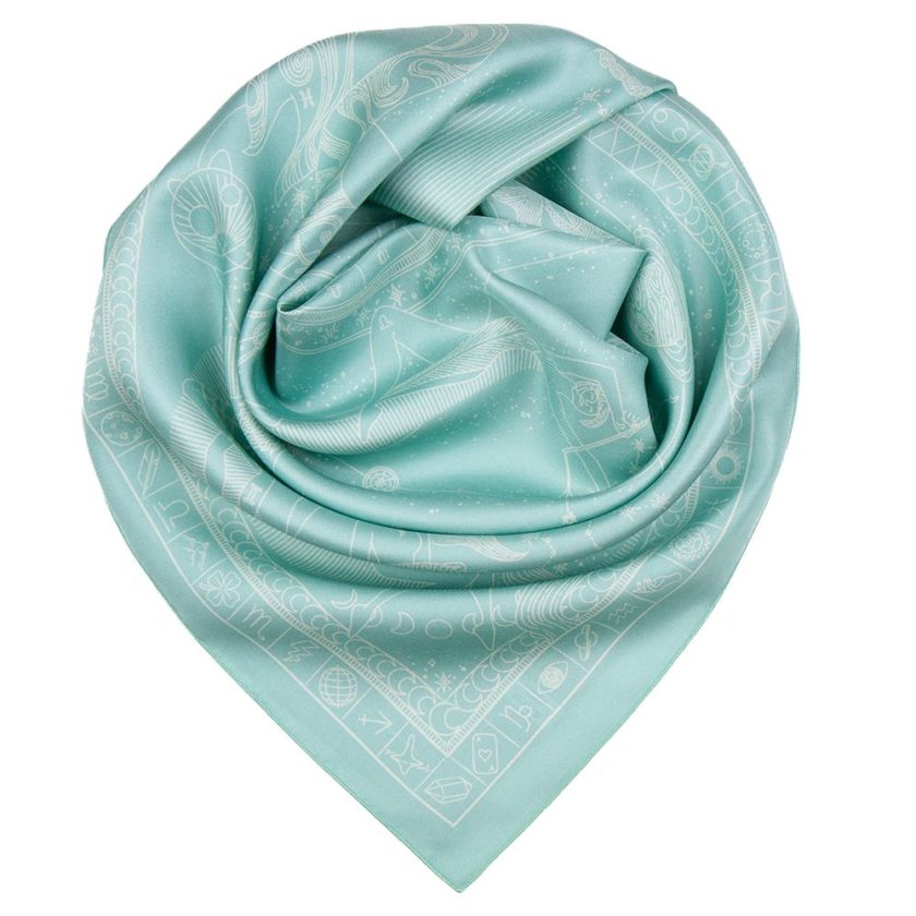 Carré en soie 67, Twill de soie imprimé Zodiaque Col 6 celadon