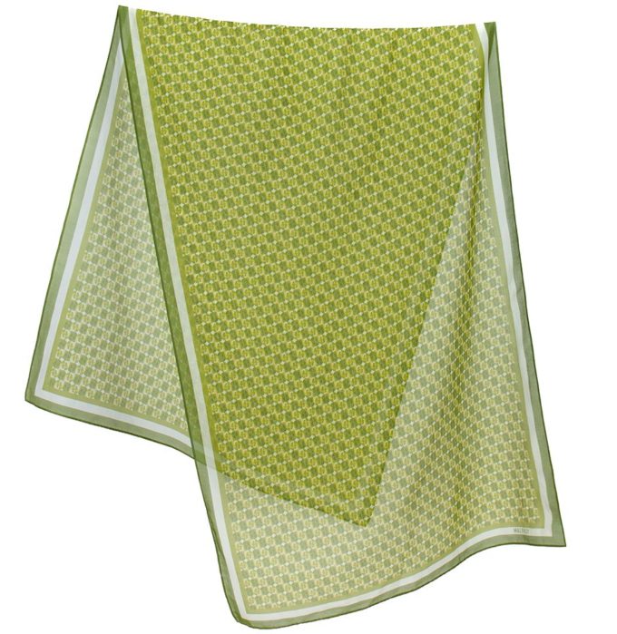 Echarpe en coton et soie 67x180 imprimé Berlingots Col 3 Vert