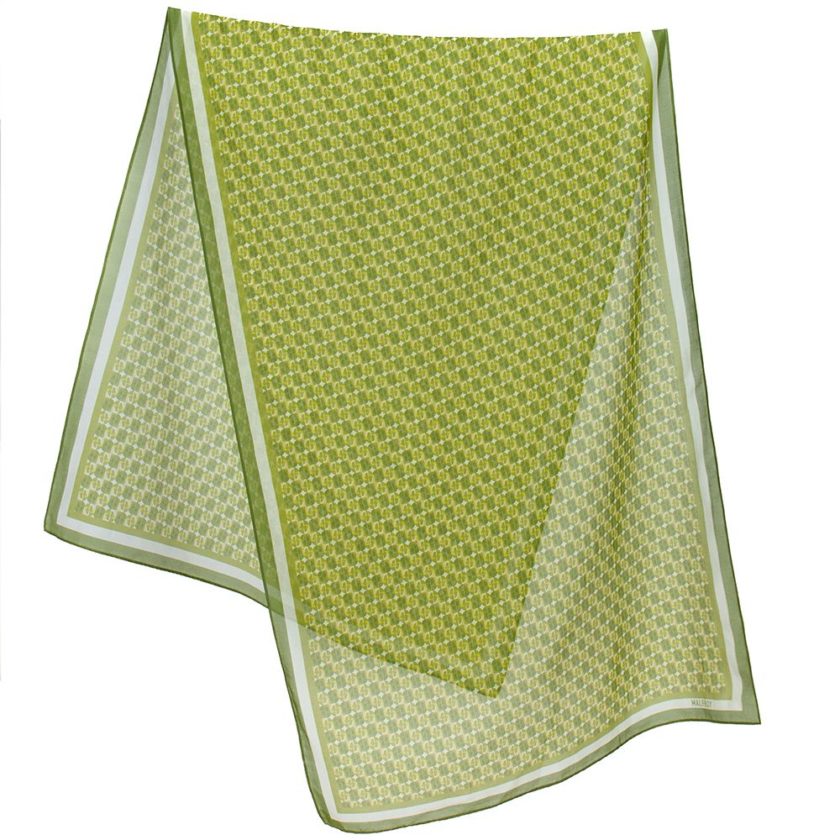 Echarpe en coton et soie 67x180 imprimé Berlingots Col 3 Vert