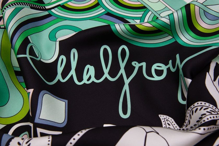Carré en soie 67, Twill de soie imprimé Woodstock Col 1 Vert Emeraude