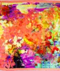 carré de soie, twill de soie imprimé Bouquet Floral de l'artiste Thuy col 3 Saumon