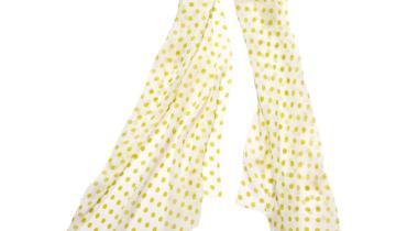 Echarpe en soie 43×140, mousseline de soie imprimée Pois – Jaune