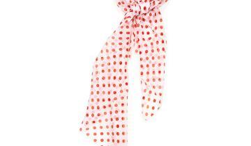 Echarpe en soie 43×140, mousseline de soie imprimée Pois – Rouge