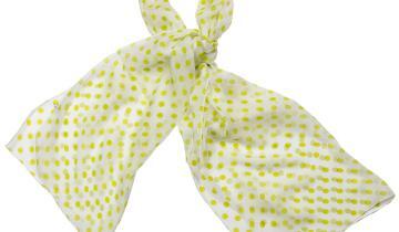 Echarpe en soie 43×140, mousseline de soie imprimée Pois – Vert clair