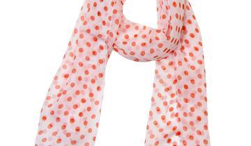 Echarpe en soie 43×140, mousseline de soie imprimée Pois – Orange