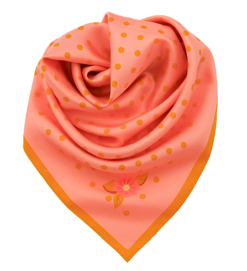 28897.01.17oie 49, twill de soie imprimé Pois - Rose jaune