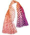 Echarpe en lin et coton 51x180 imprimé Herbes Folles - Rose Violet