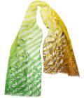 Echarpe en lin et coton 51x180 imprimé Herbes Folles - Vert Marron