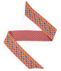 Bandeau de soie 6x86, twill de soie imprimé Hexa Structure - Orange