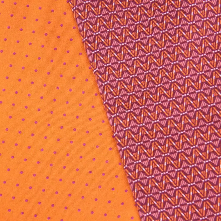 30554.01.4 Bandeau de soie 13x140, twill de soie imprimé Ethnique Mini Pois - Orange 4