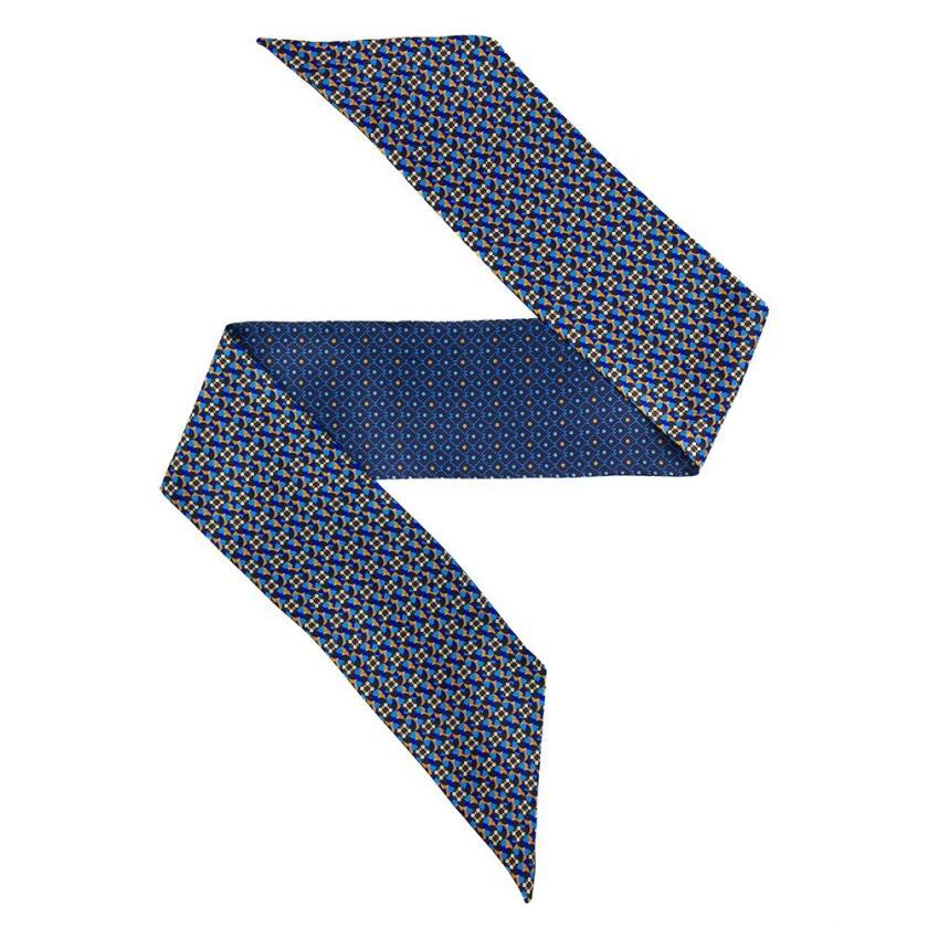 Bandeau de soie 13x140, twill de soie imprimé Rosaces Monogramme - Marine Emily