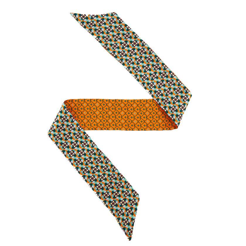 Bandeau de soie 6x86, twill de soie imprimé Rosaces Monogramme - Vert