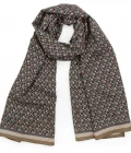 Echarpe en laine et soie 67x180 imprimée Dots and squares - Marron