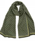 Echarpe en laine et soie 67x180 imprimée Dots and squares - Vert