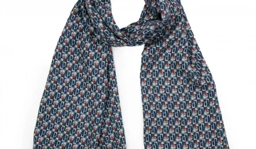 Echarpe en laine et soie 46×180 imprimée Ronds et carrés – Bleu