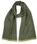 Echarpe en laine et soie 46x180 imprimée Ronds et carrés - Vert