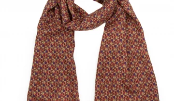 Echarpe en laine et soie 46×180 imprimée Ronds et carrés – Orange