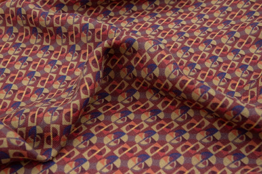 Echarpe en laine et soie 46x180 imprimée Ronds et carrés - Orange