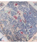 Carré e soie 90, twill de soie imprimé Plan de Paris de l'artiste Emilie Ettori - Beige