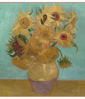 31027 Carré de soie 90, twill de soie imprimé Van Gogh, Tournesol - Orange