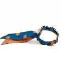 Bracelet doré et lien en twill de soie imprimée mini pois - Jean orange