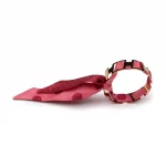 Bracelet doré et Lien en Twill de soie imprimé Pois – Rose
