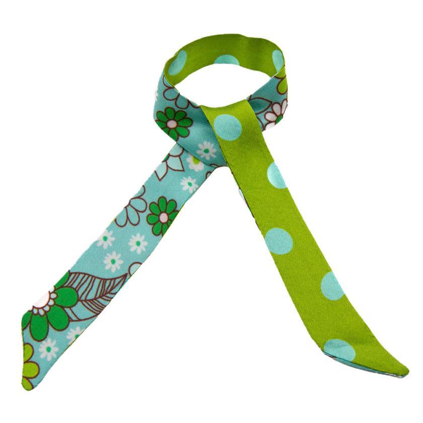 lien en soie Rétro Pois 100% Twill de soie 2x45 cm Col 1 Vert Émeraude