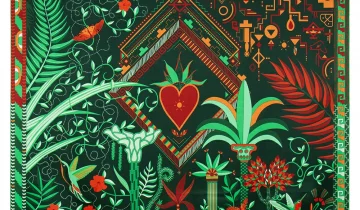 Carré de soie 90, twill de soie imprimé Mérida – Vert