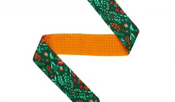 Bandeau de soie 6×86, twill de soie imprimé Campeche Mini Pois – Vert