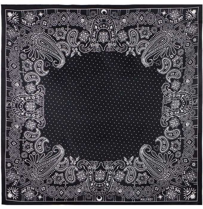 Carré de soie 67, twill de soie imprimé Bandana - Noir