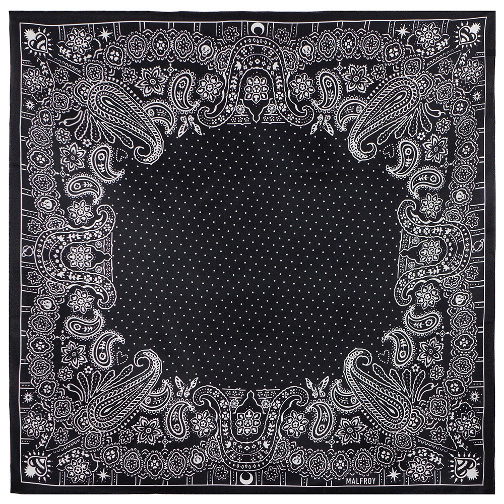 Carré de soie 67, twill de soie imprimé Bandana - Noir