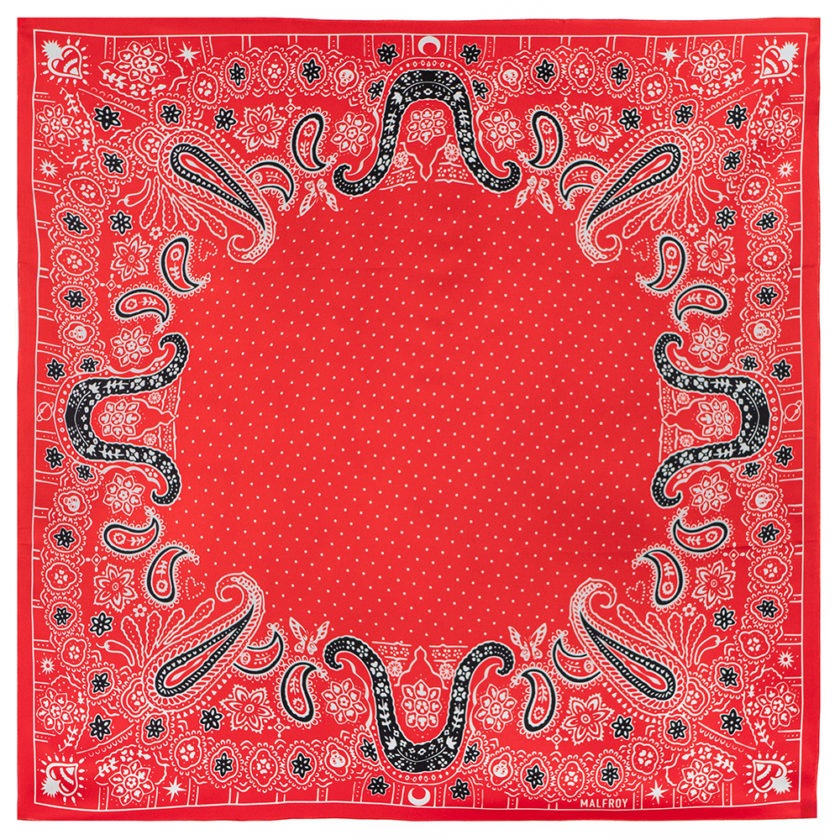 Carré de soie 67, twill de soie imprimé Bandana - Rouge