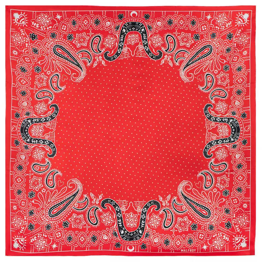 Carré de soie 67, twill de soie imprimé Bandana - Rouge